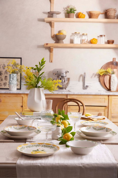Hermia Juego de Cena de Porcelana de 24 Piezas Amarillo